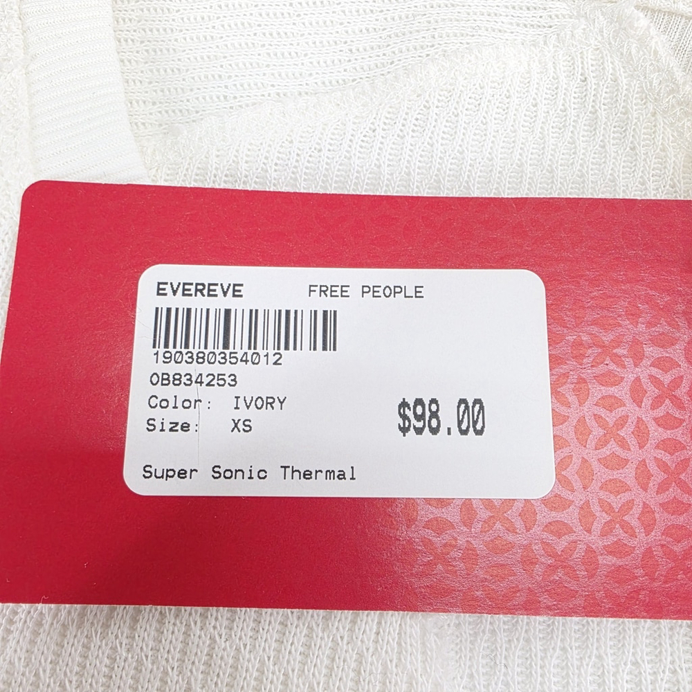 NWT Free People Super Sonic Thermal Tunic XS Ivory Boho Long Top - Picture 5 of 11
